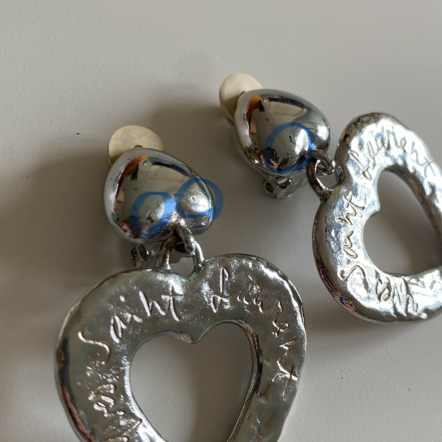 Yves Saint Laurent Early 90s Signature Heart Shaped Clip-on Earrings
