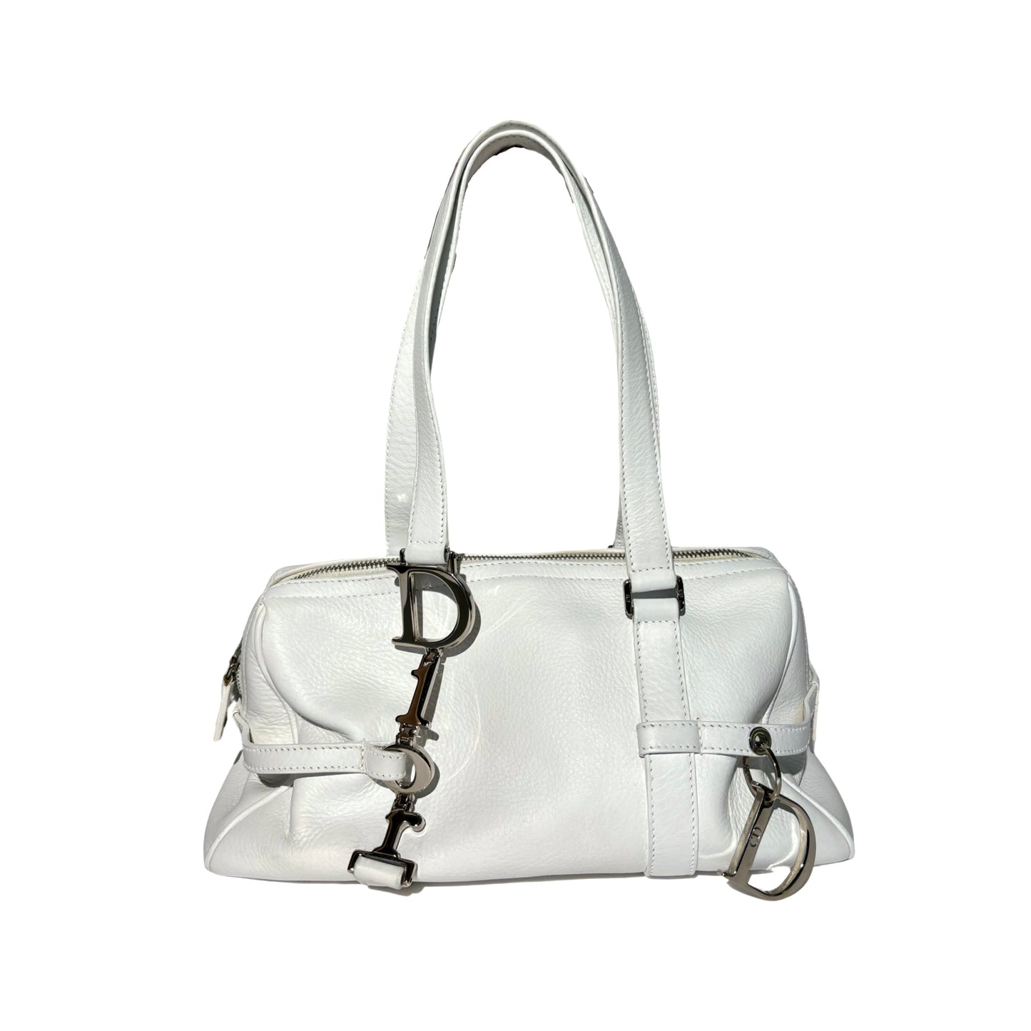 Dior 2005 Spring White Leather Boston Bag