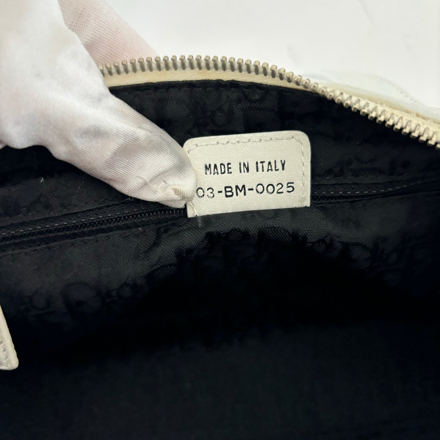 Dior 2005 Spring White Leather Boston Bag