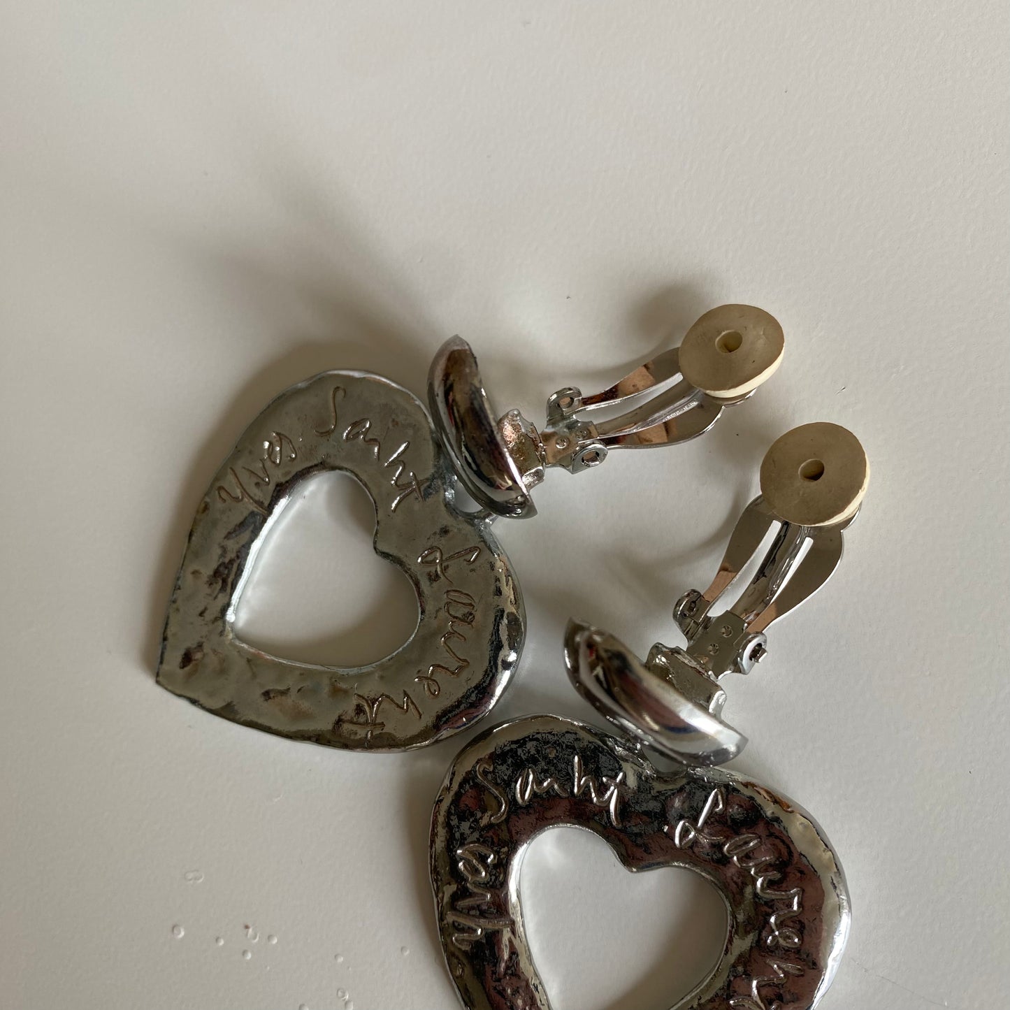 Yves Saint Laurent Early 90s Signature Heart Shaped Clip-on Earrings