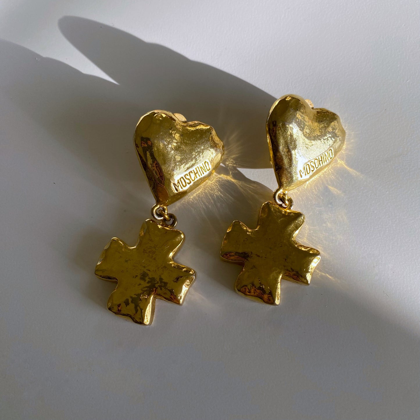 Moschino 80s Gold Chunky Heat Shaped Clip-on Earrings
