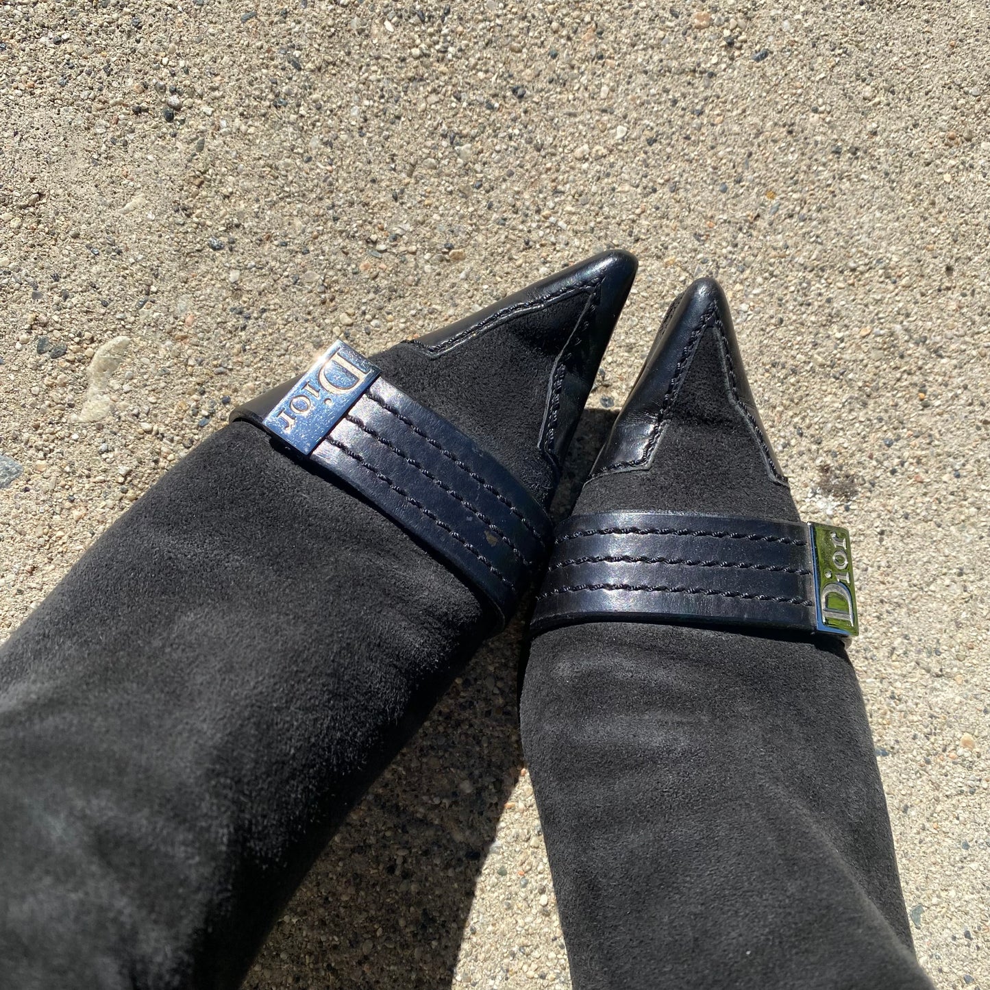 Dior Early 2000s Suede Black Pointed Toe Ankle Boots