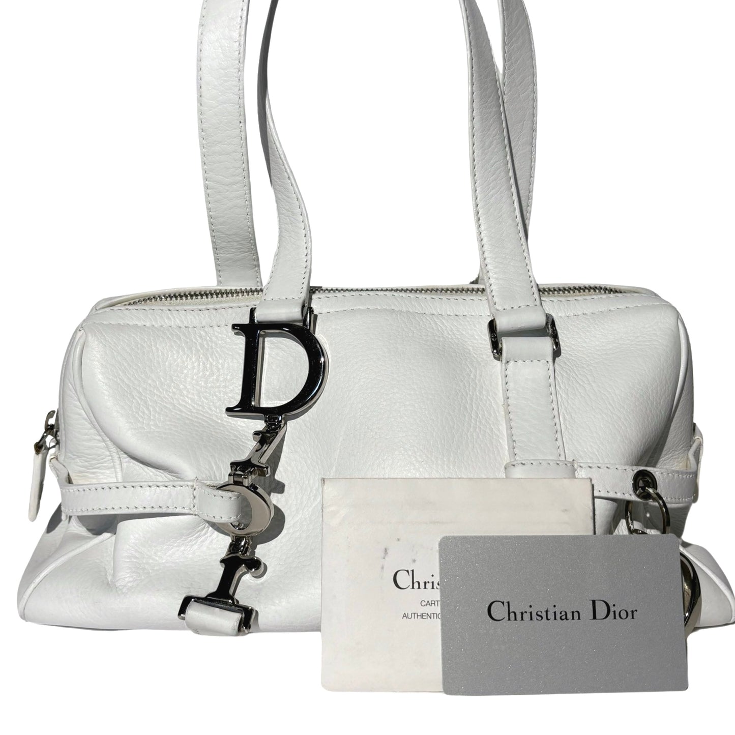 Dior 2005 Spring White Leather Boston Bag