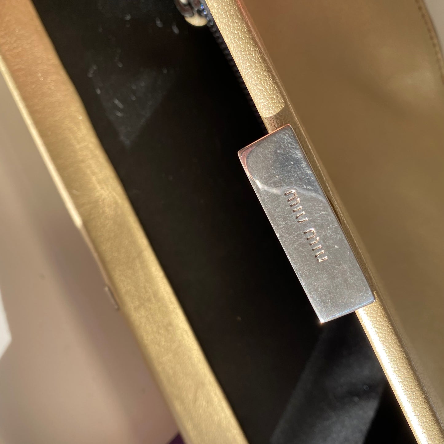 Miu Miu 2000 SS Gold / Purple Metallic Bow Crossbody Bag
