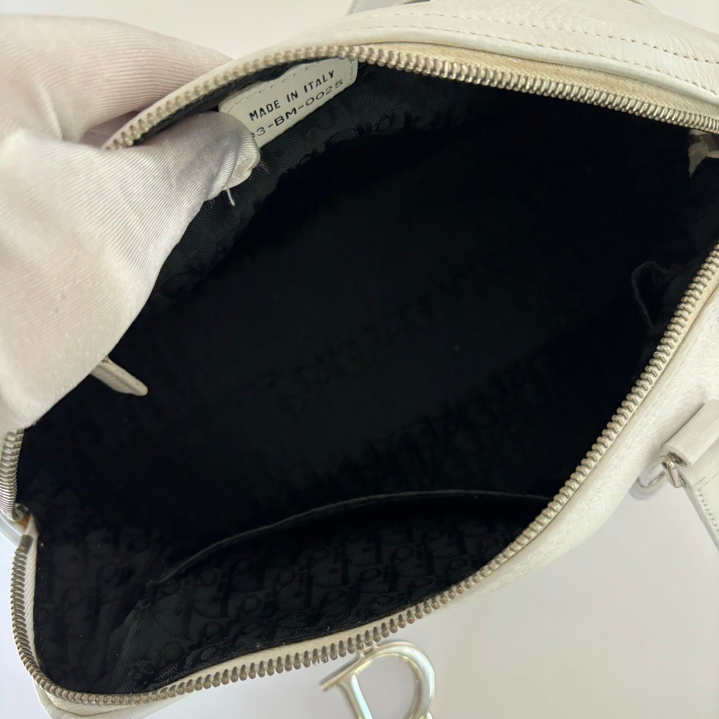 Dior 2005 Spring White Leather Boston Bag