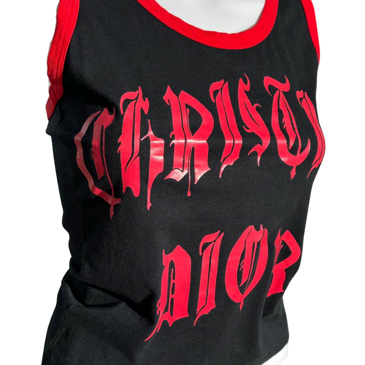 Dior 2002 Spring Gothic Logo Red Tank
