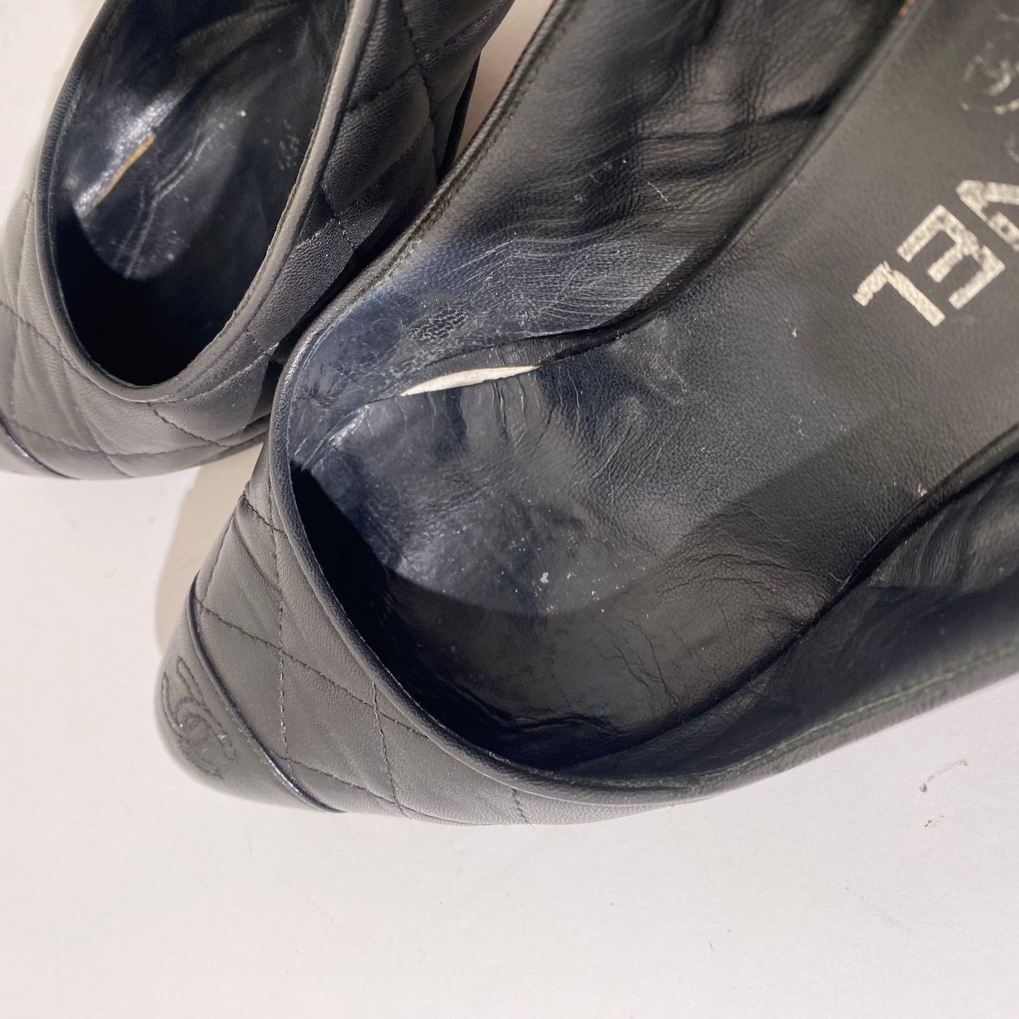 Chanel Black CC Logo Quilted Slingback Heels