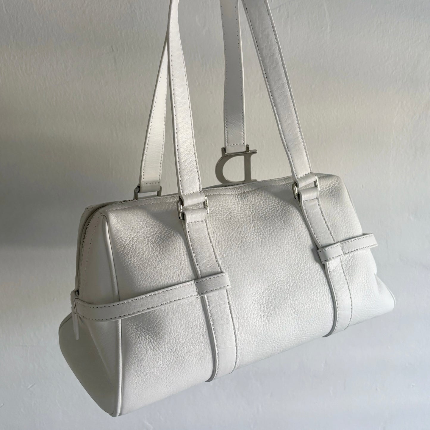 Dior 2005 Spring White Leather Boston Bag