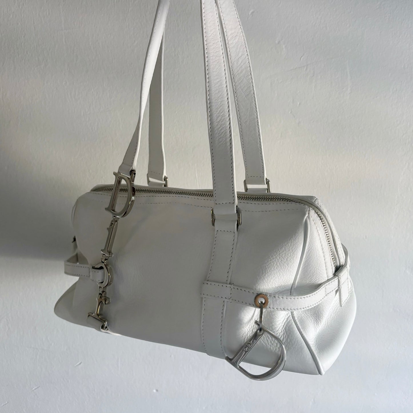 Dior 2005 Spring White Leather Boston Bag