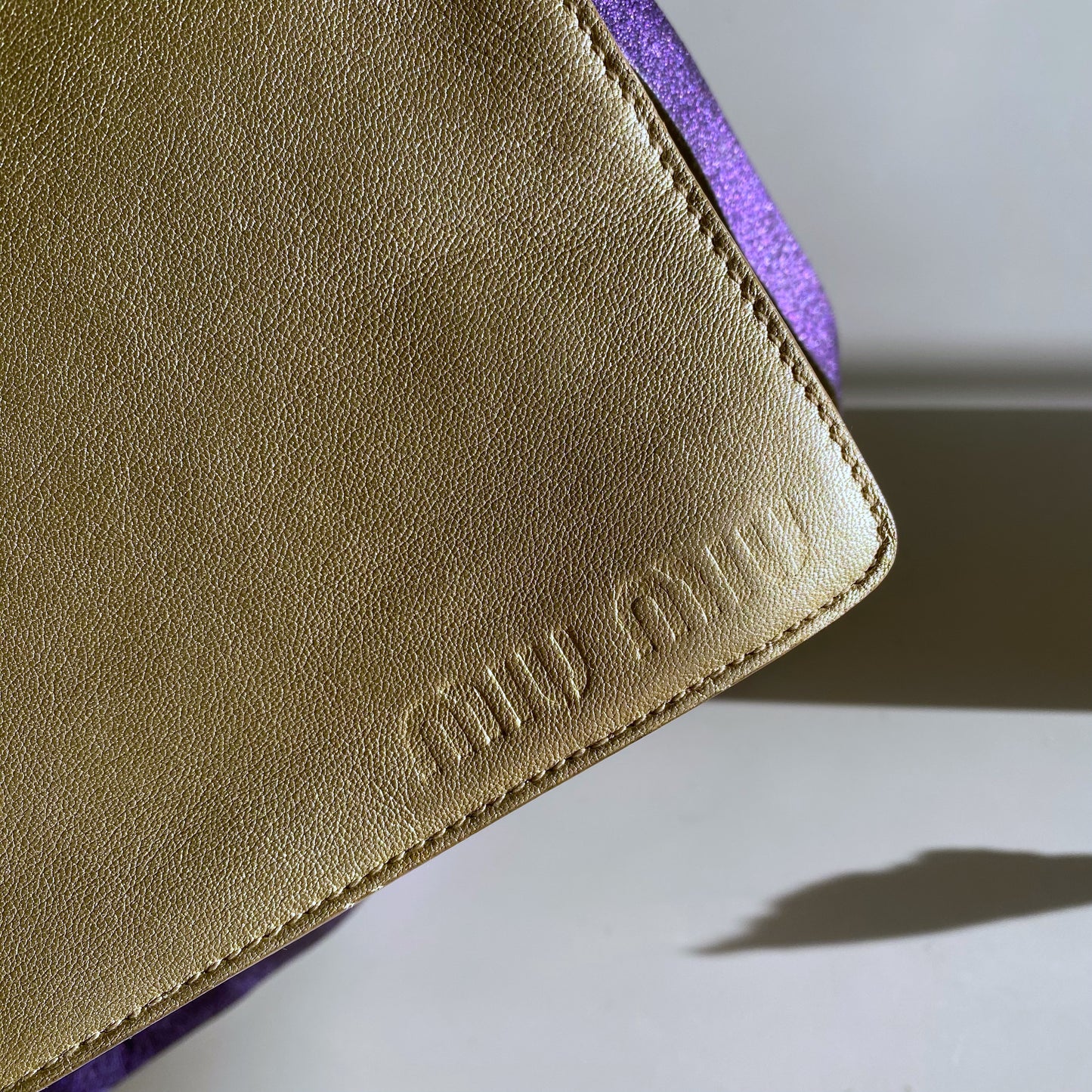 Miu Miu 2000 SS Gold / Purple Metallic Bow Crossbody Bag