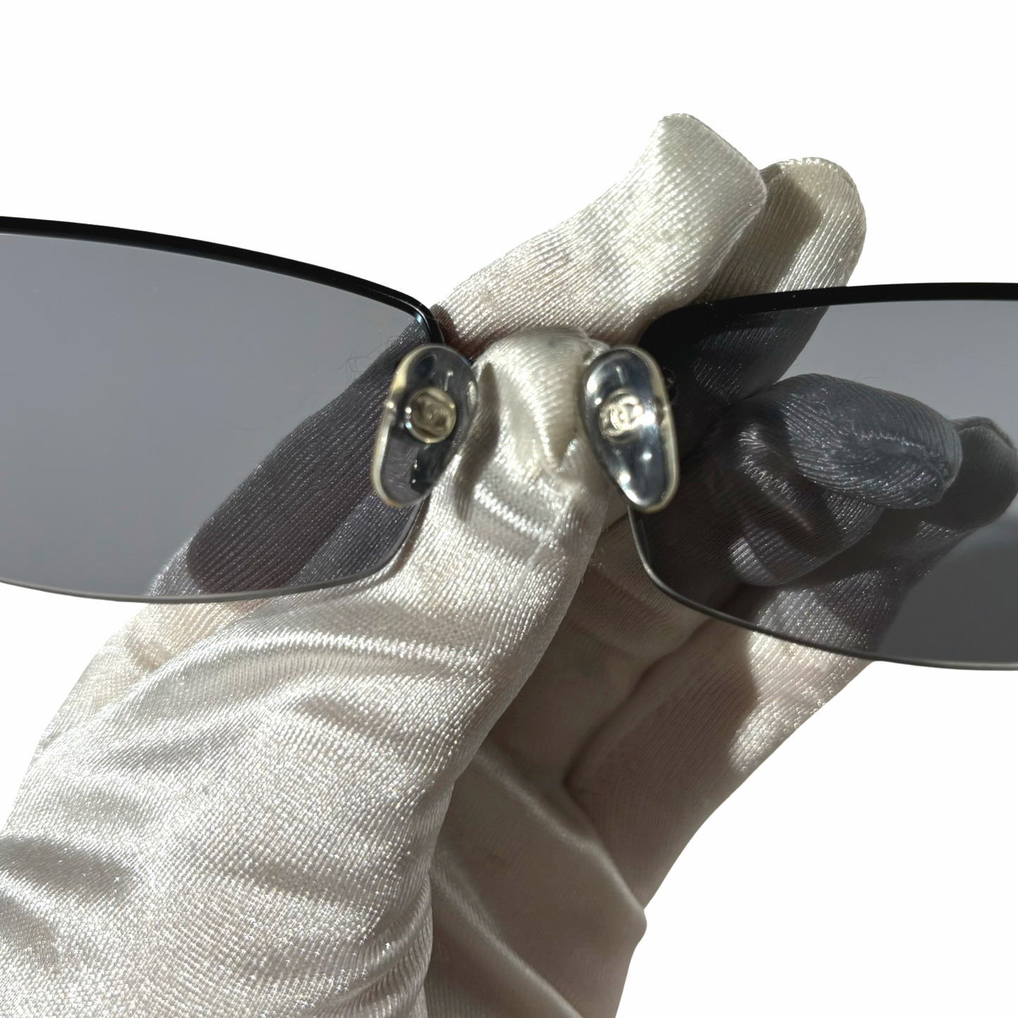 Chanel Early 2000s Mirrored Rhinestone CC Sunglasses