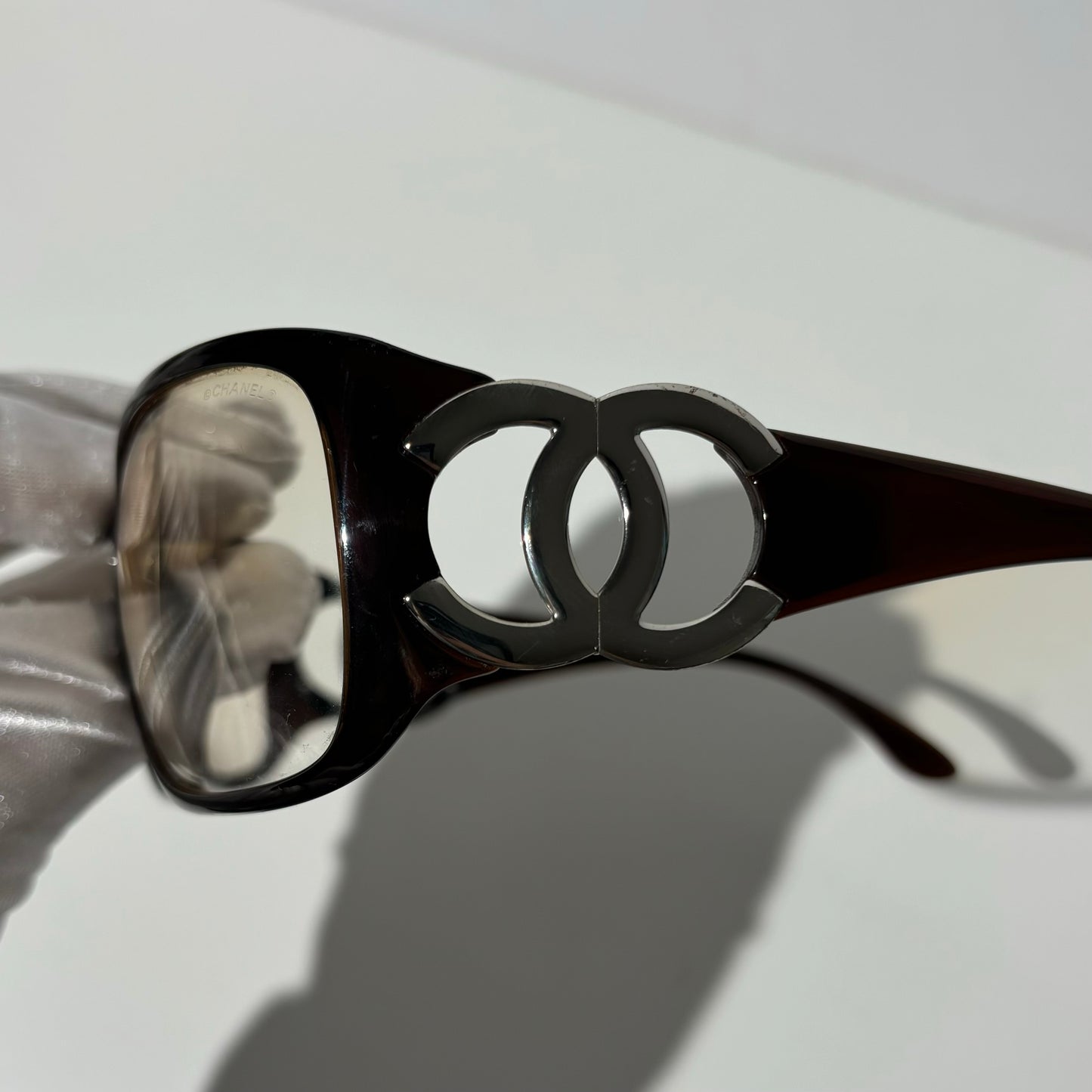 Chanel 2000s Oversized CC Mark Brown Sunglasses