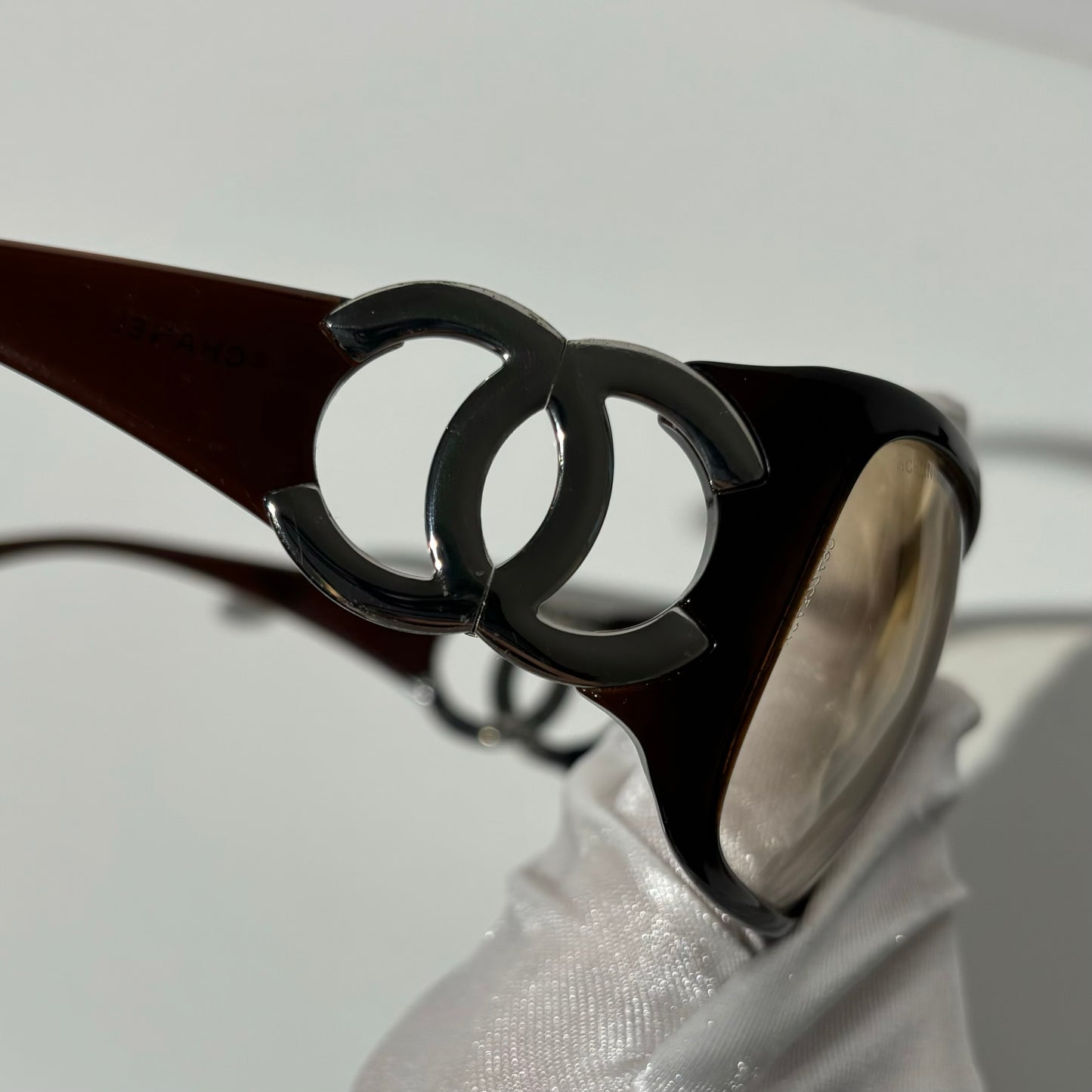 Chanel 2000s Oversized CC Mark Brown Sunglasses