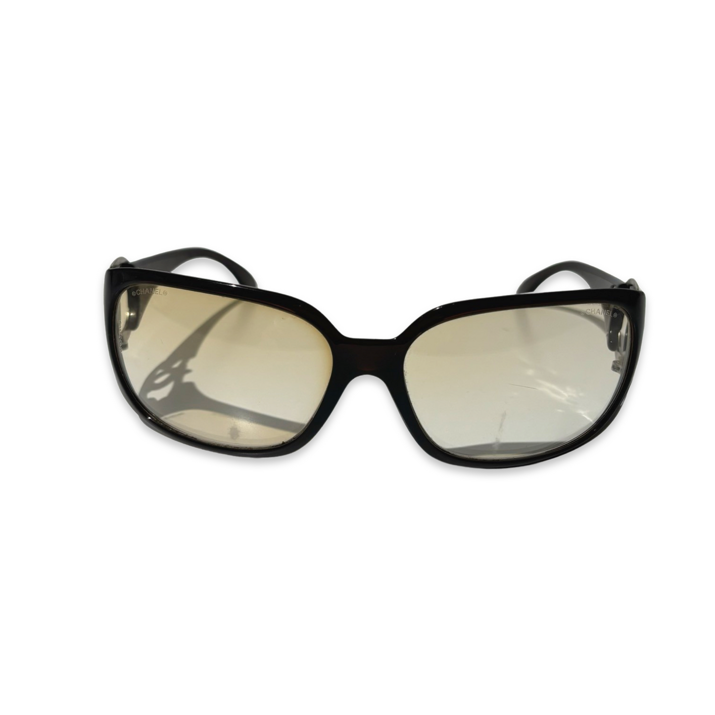 Chanel 2000s Oversized CC Mark Brown Sunglasses