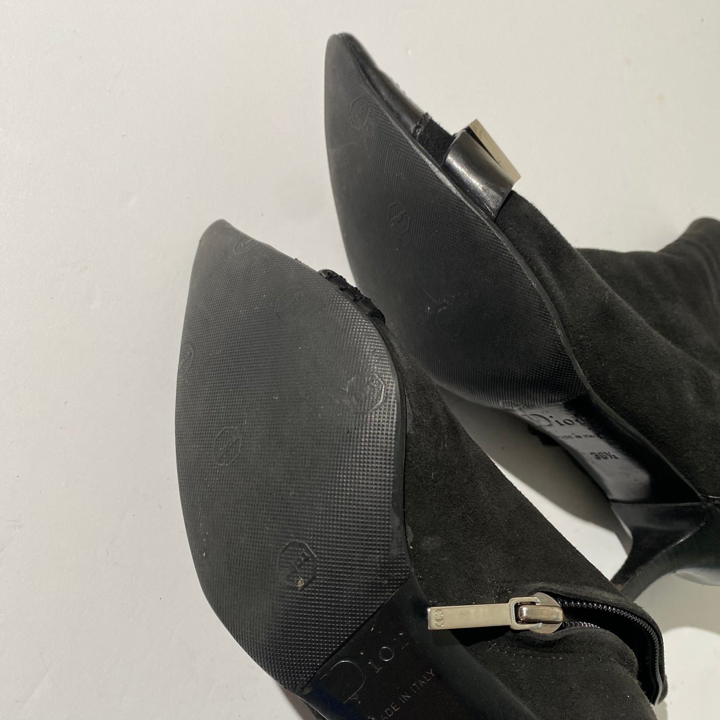 Dior Early 2000s Suede Black Pointed Toe Ankle Boots
