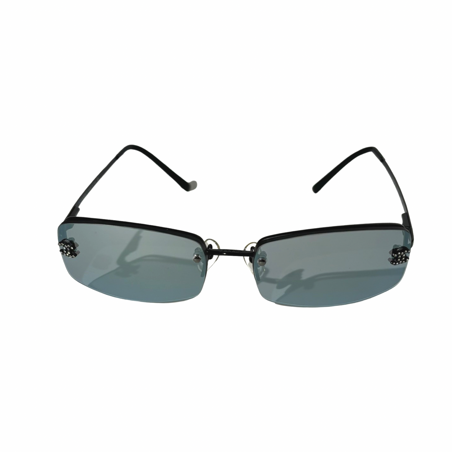 Chanel Early 2000s Mirrored Rhinestone CC Sunglasses