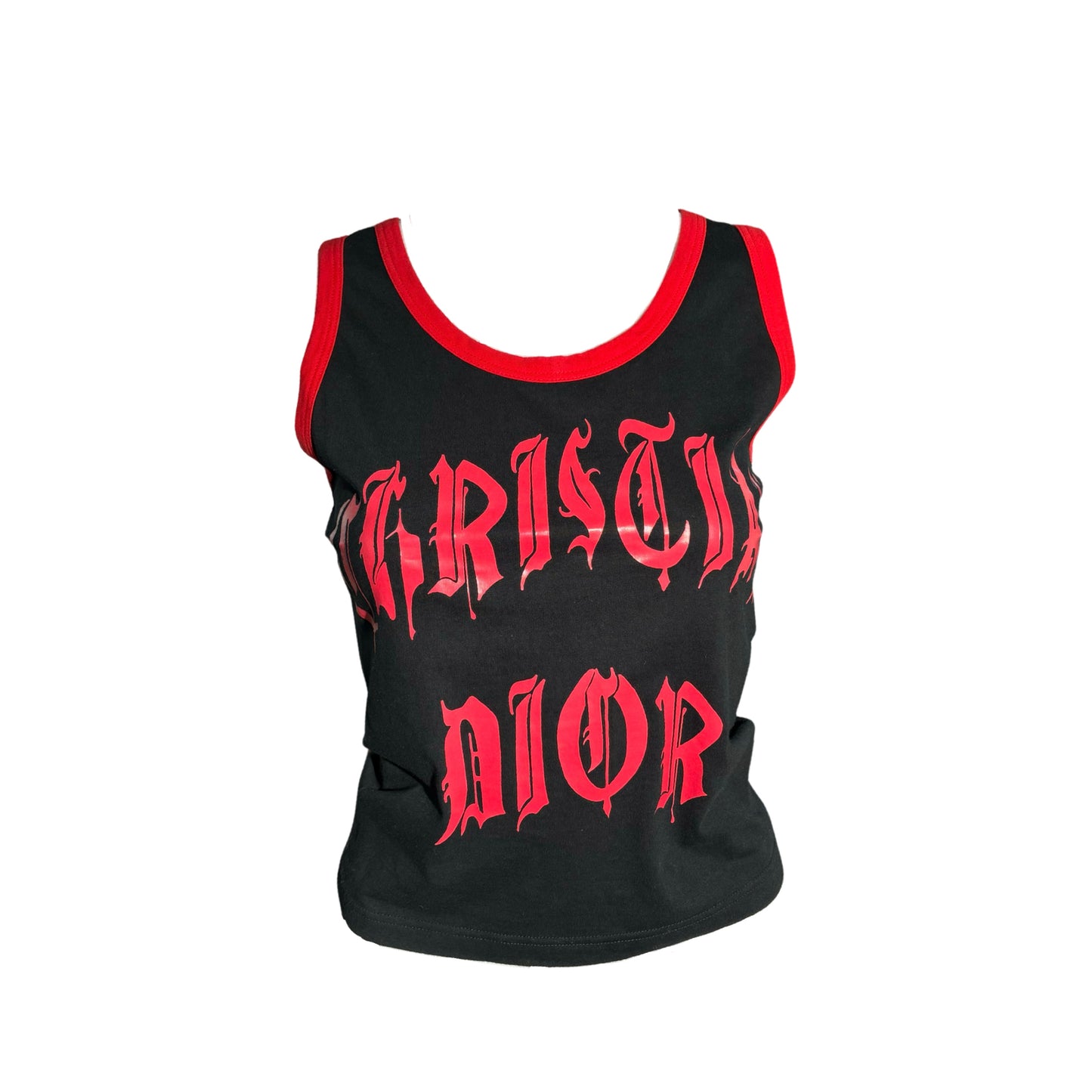 Dior 2002 Spring Gothic Logo Red Tank
