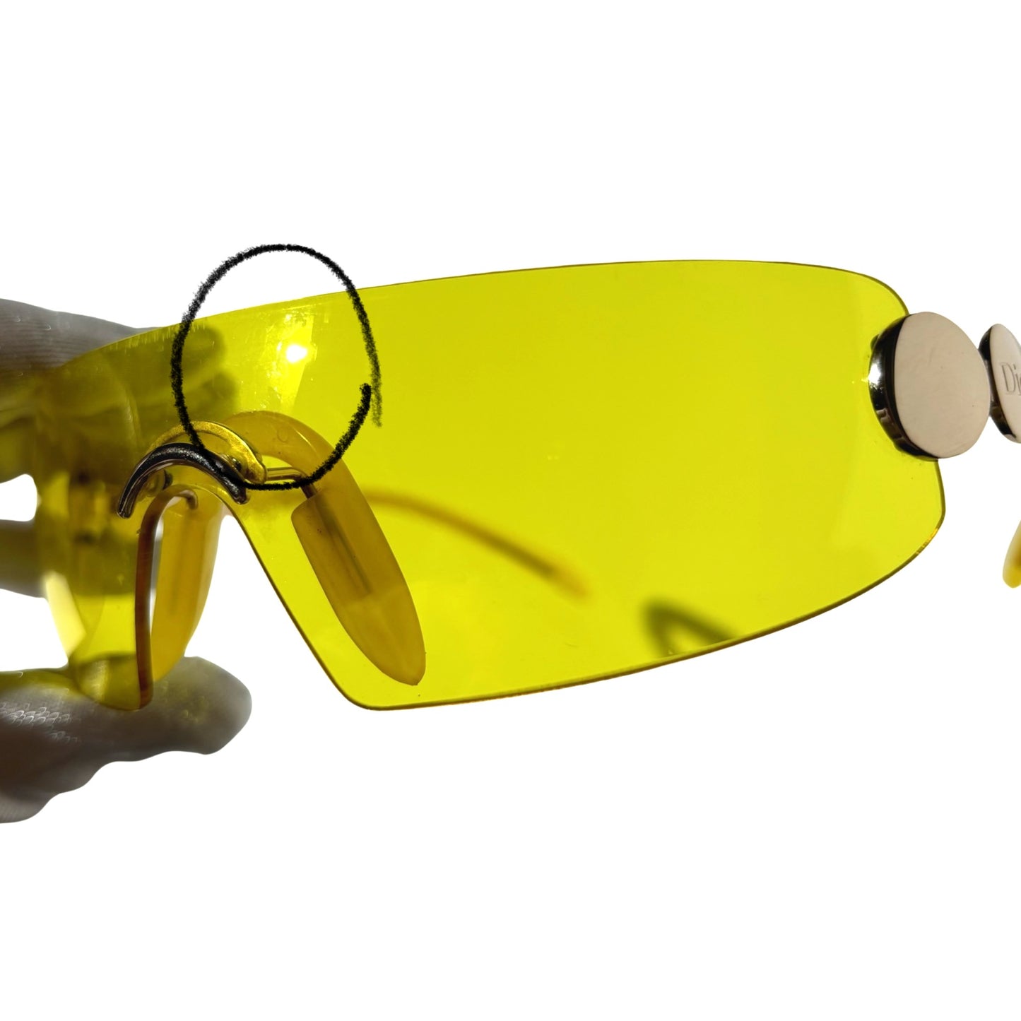 Dior 2002 Spring Yellow Shield Rimless Sunglasses