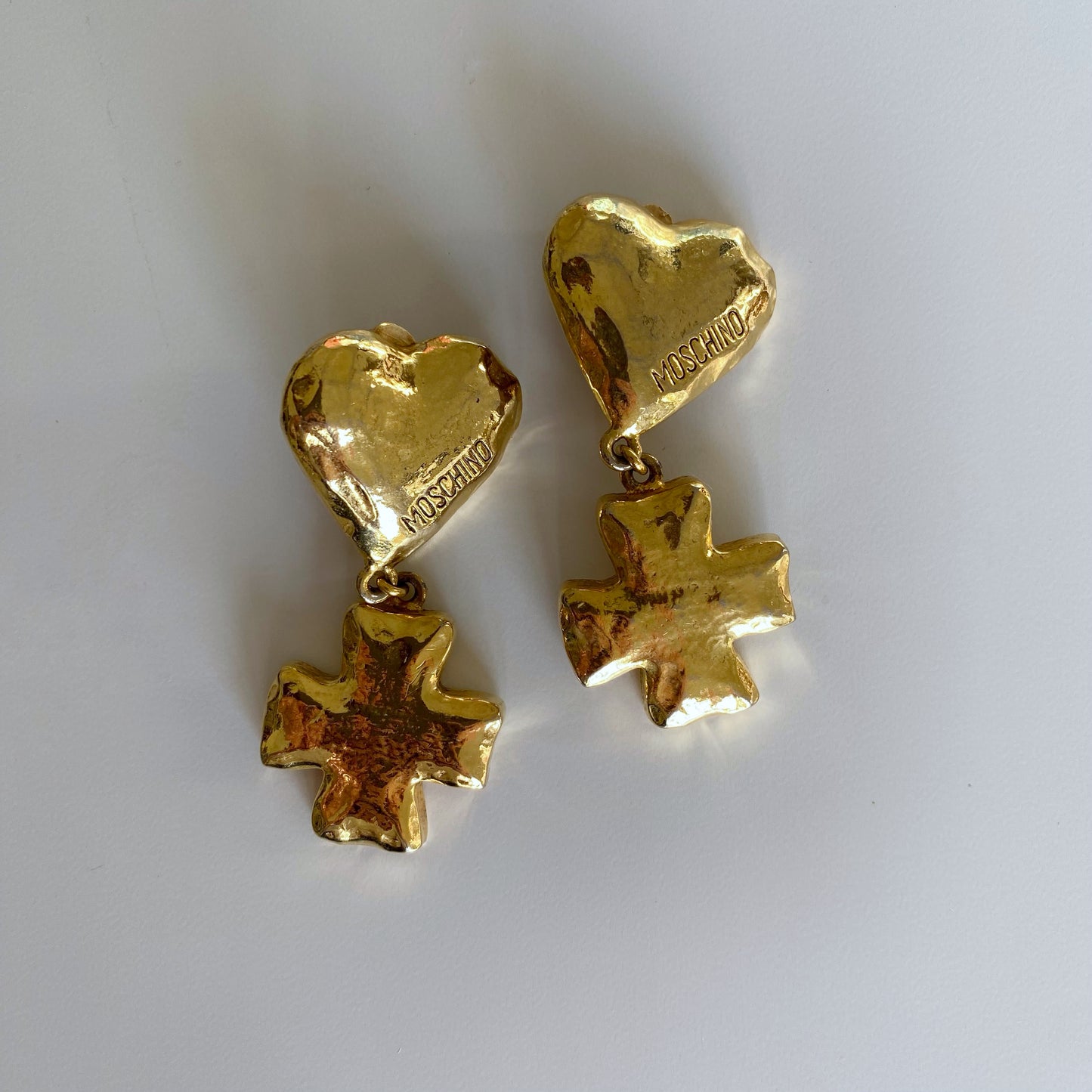 Moschino 80s Gold Chunky Heat Shaped Clip-on Earrings