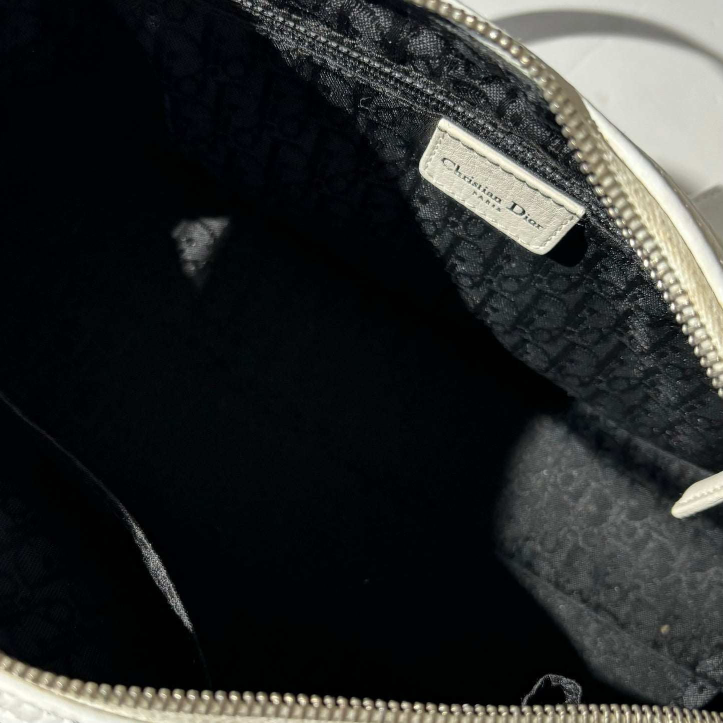 Dior 2005 Spring White Leather Boston Bag
