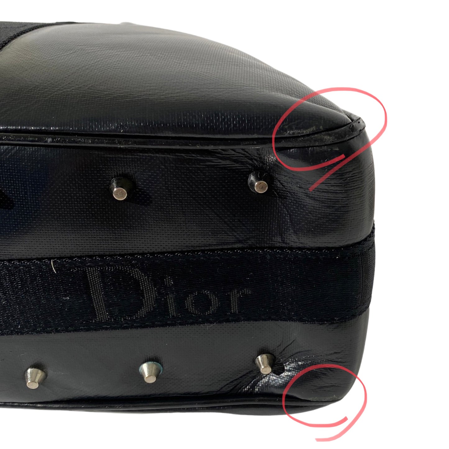 Dior 2004 Hardcore Black Leather Bowling Bag