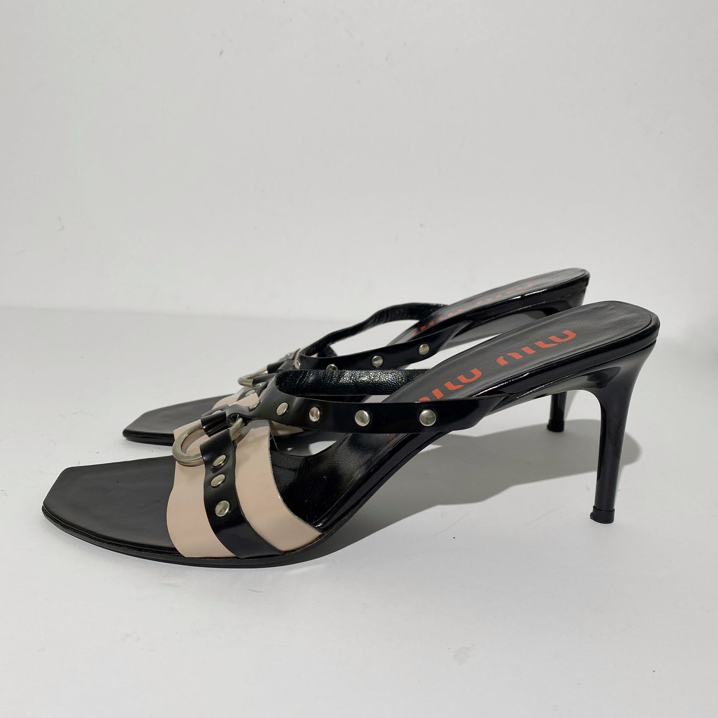Miu Miu Black Studded Strap Heels