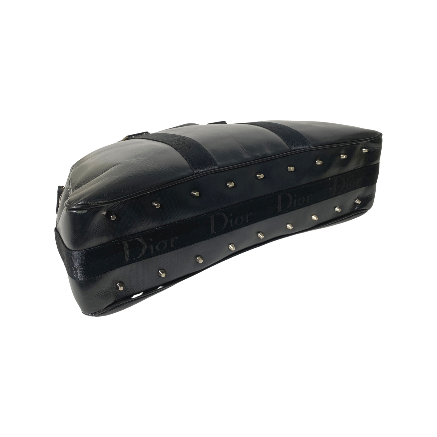 Dior 2004 Hardcore Black Leather Bowling Bag