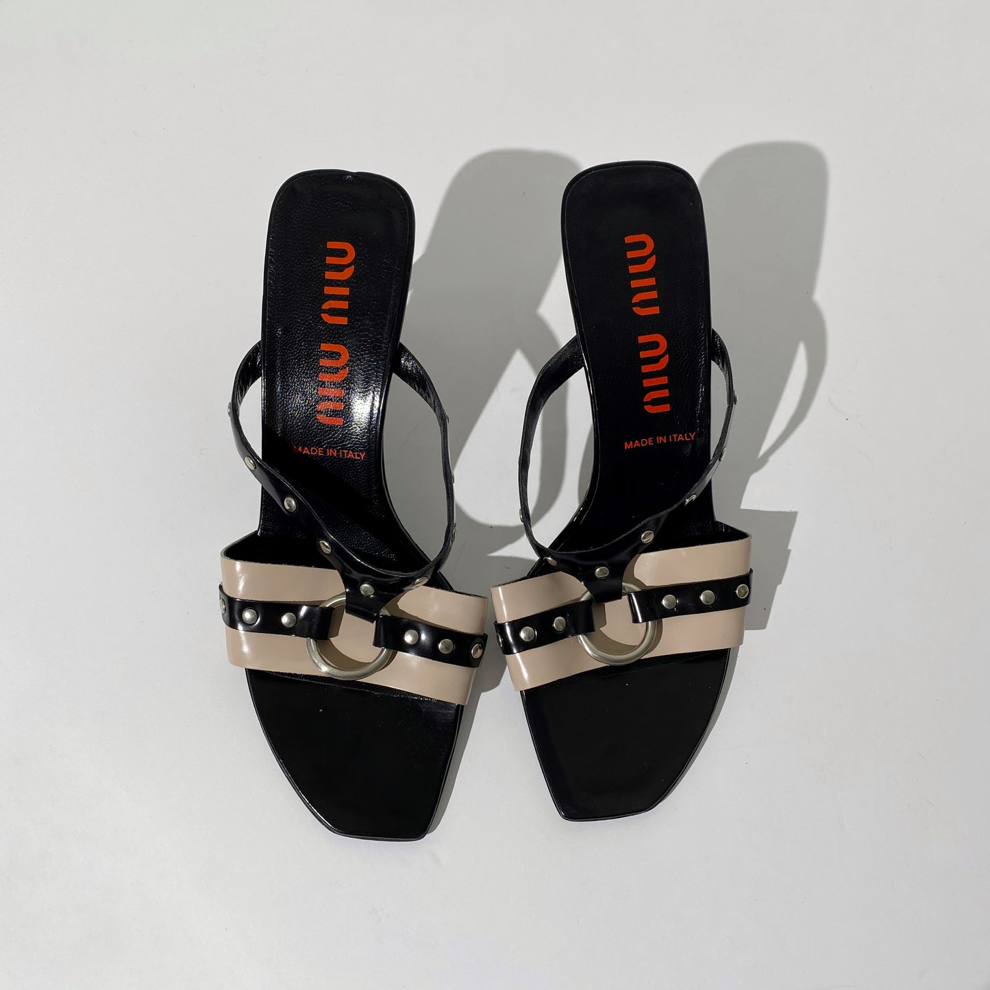 Miu Miu Black Studded Strap Heels
