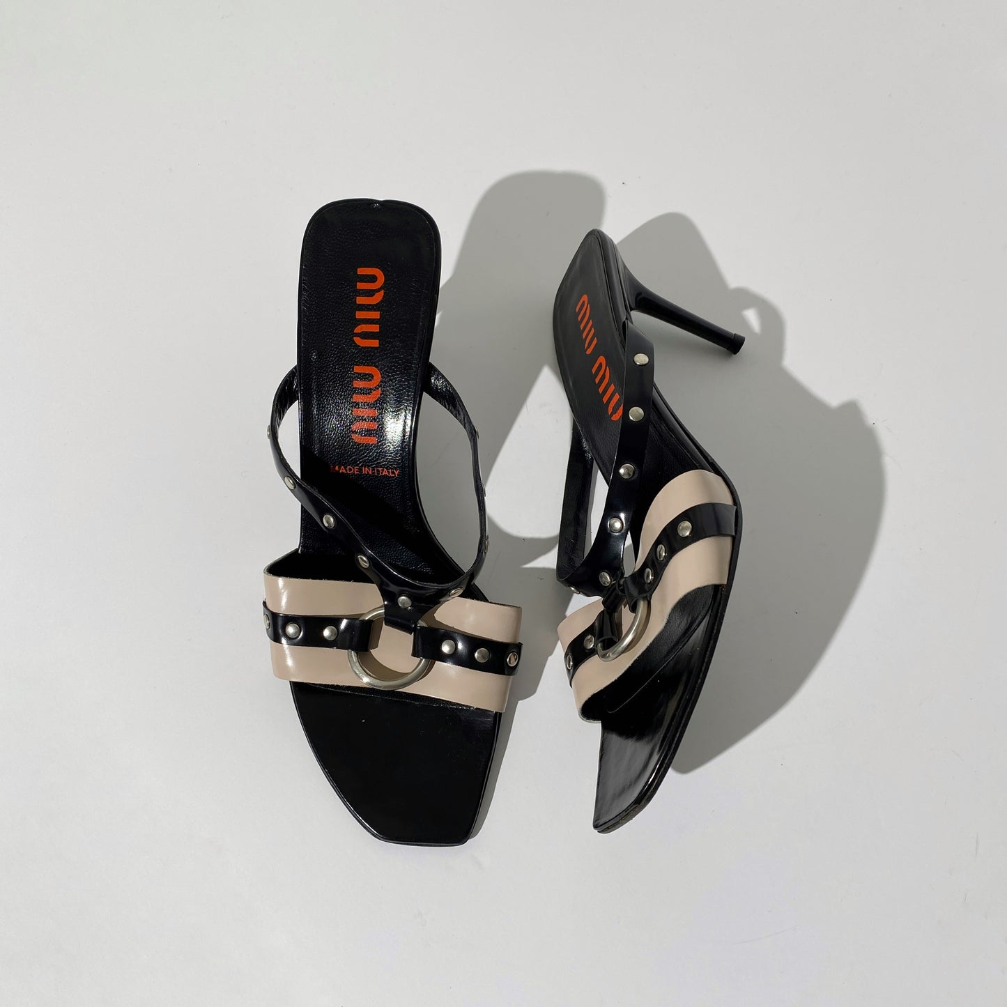 Miu Miu Black Studded Strap Heels