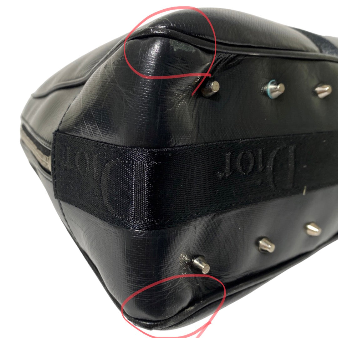 Dior 2004 Hardcore Black Leather Bowling Bag