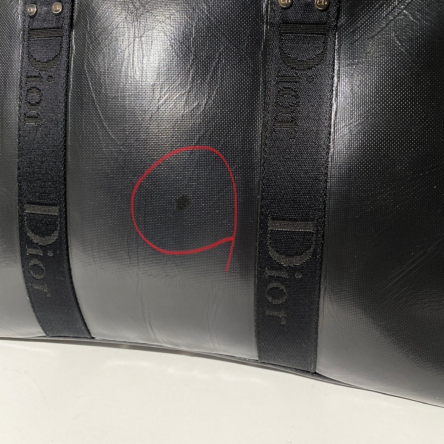 Dior 2004 Hardcore Black Leather Bowling Bag