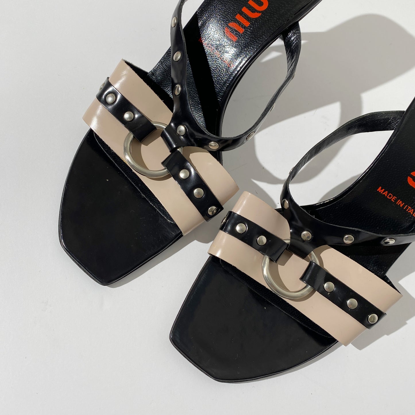 Miu Miu Black Studded Strap Heels
