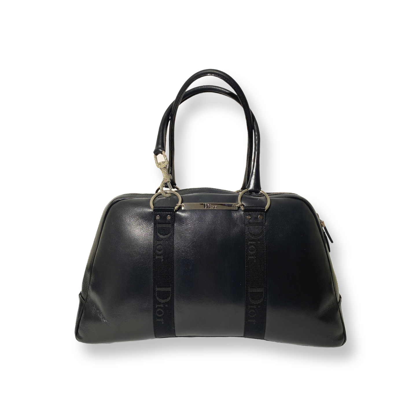 Dior 2004 Hardcore Black Leather Bowling Bag