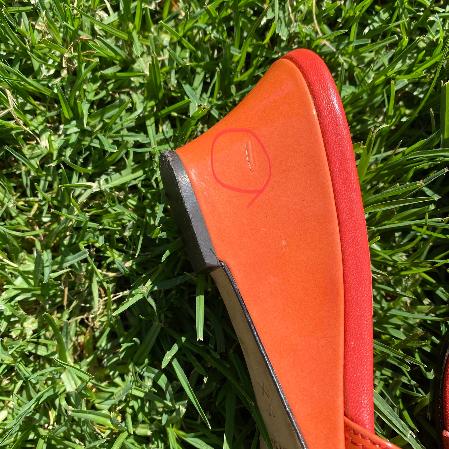 Dior D Logo Buckle Orange Patent Leather Wedge Sandals