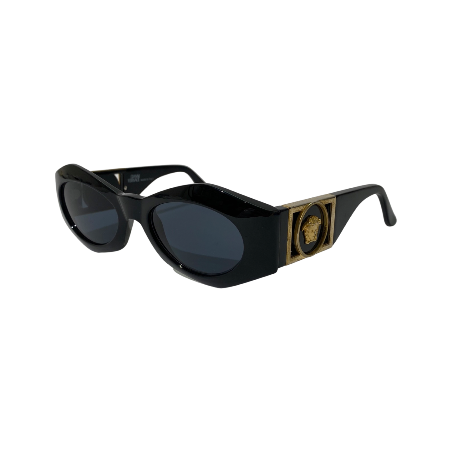 Gianni Versace 90s Black Gold Sunglasses