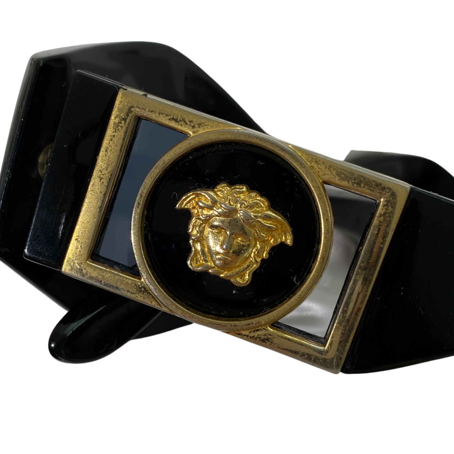 Gianni Versace 90s Black Gold Sunglasses