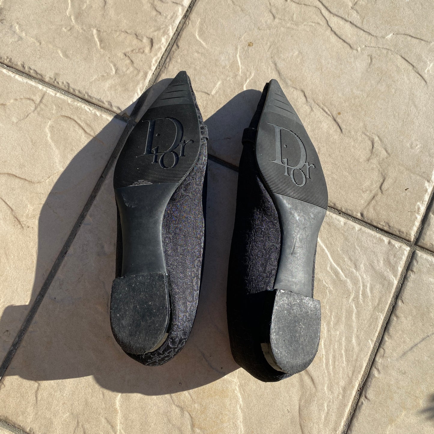 Dior Black Trotter Buckles Pointed Toe Ballet Flats