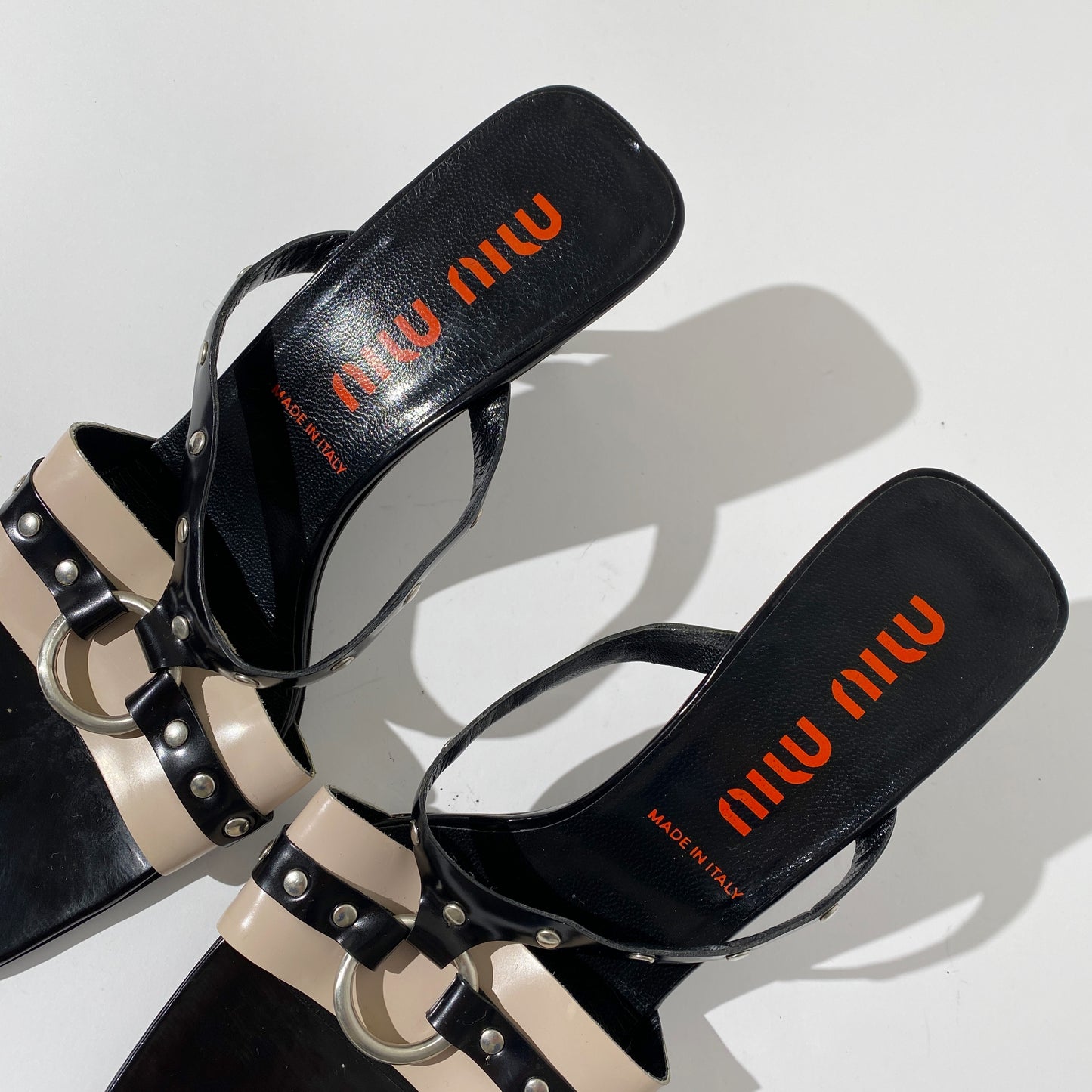 Miu Miu Black Studded Strap Heels