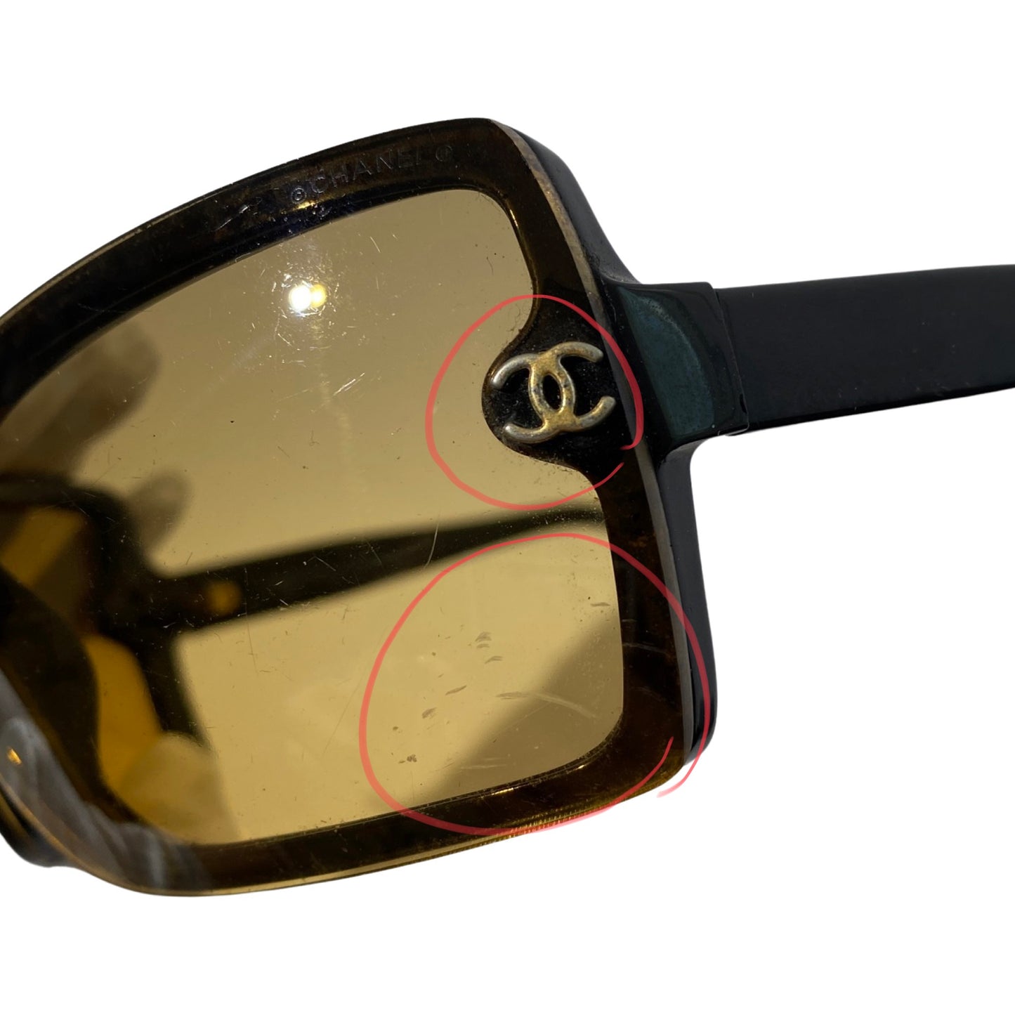Chanel 2000s 5065 Oversized Yellow Black Sunglasses