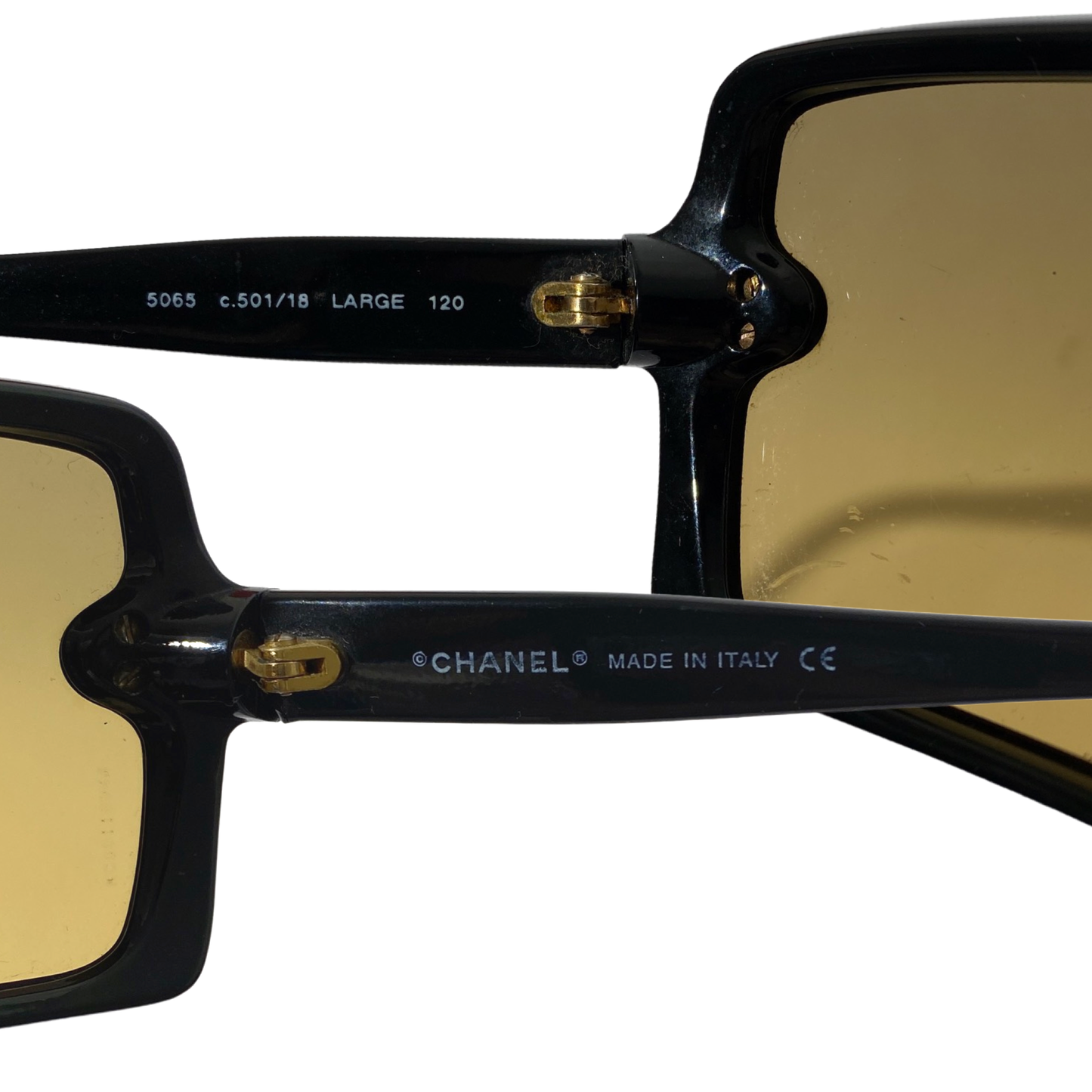 Chanel 2000s 5065 Oversized Yellow Black Sunglasses