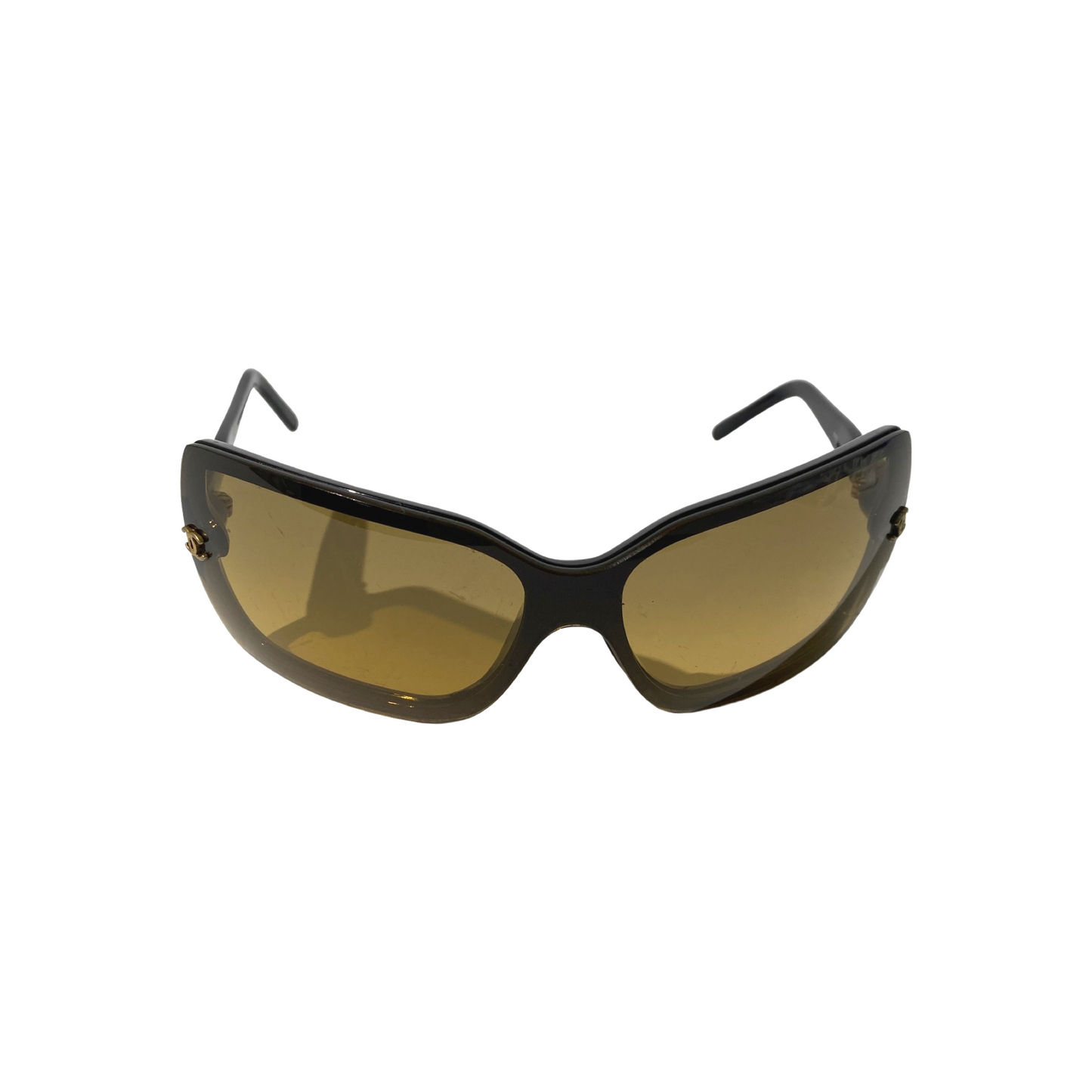 Chanel 2000s 5065 Oversized Yellow Black Sunglasses