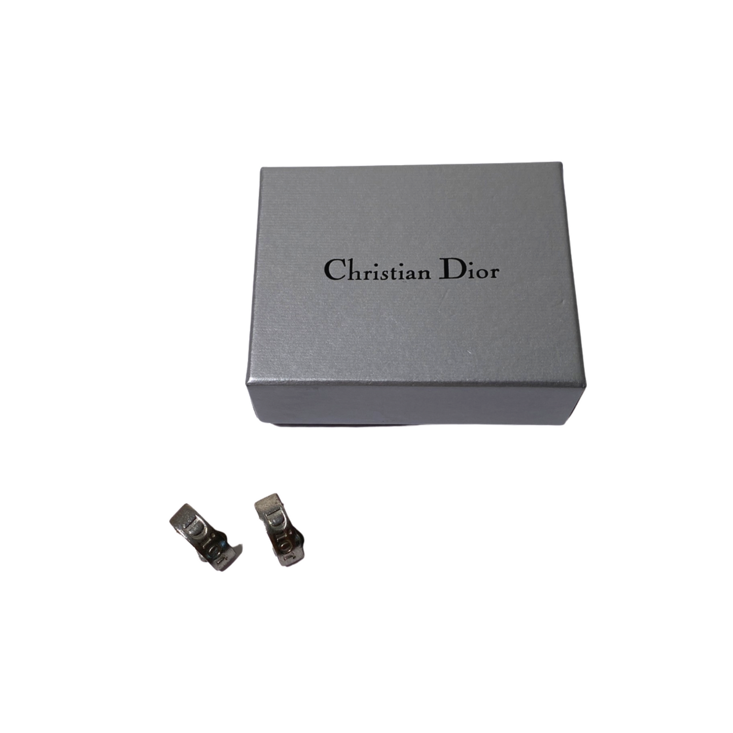 Dior Logo Silver Plated Clip Earrings