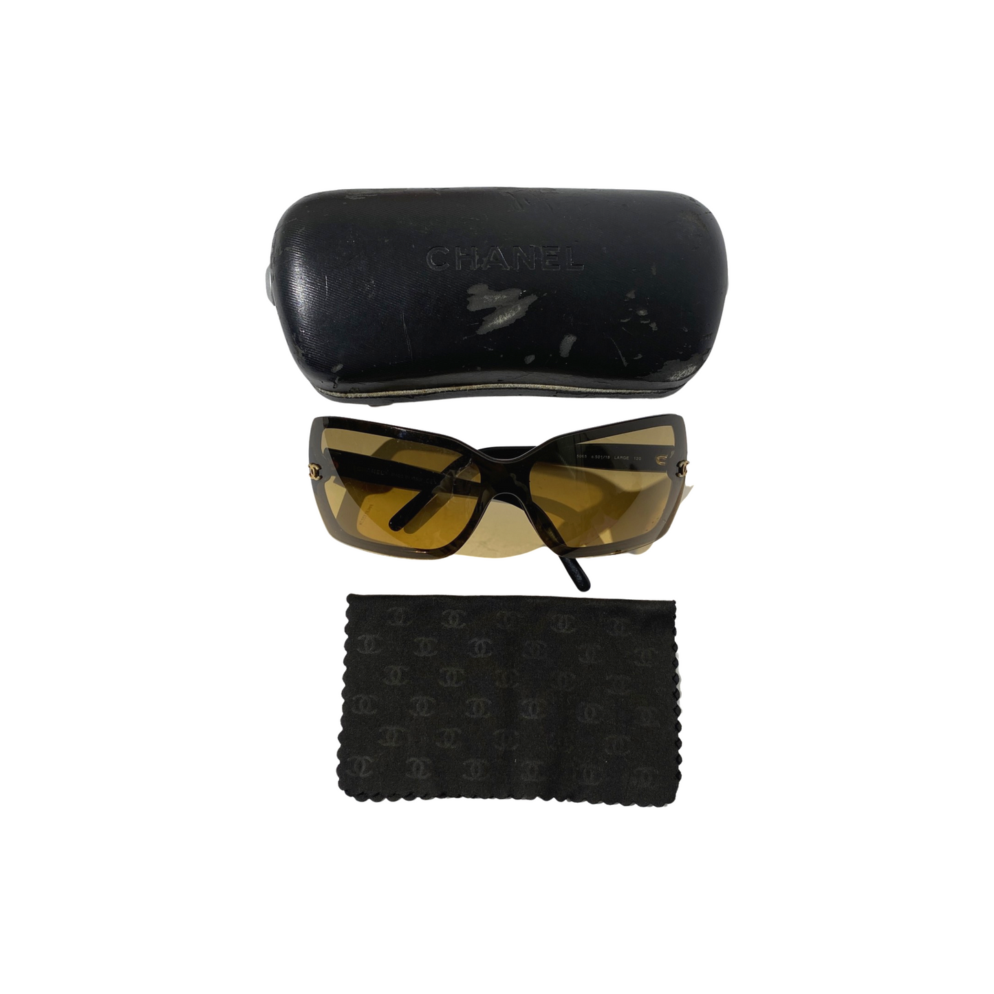 Chanel 2000s 5065 Oversized Yellow Black Sunglasses