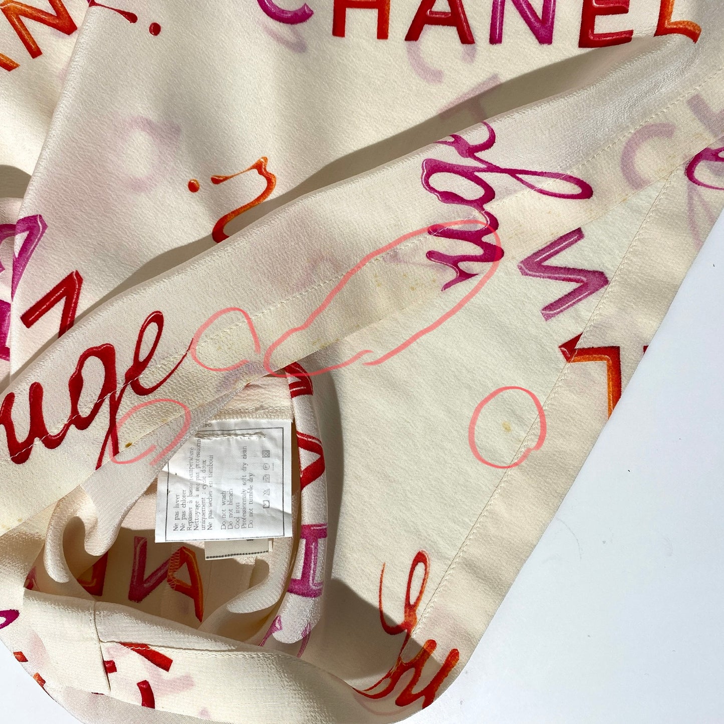 Chanel 1996 Rouge Coco Logo Silk Top T-shirt
