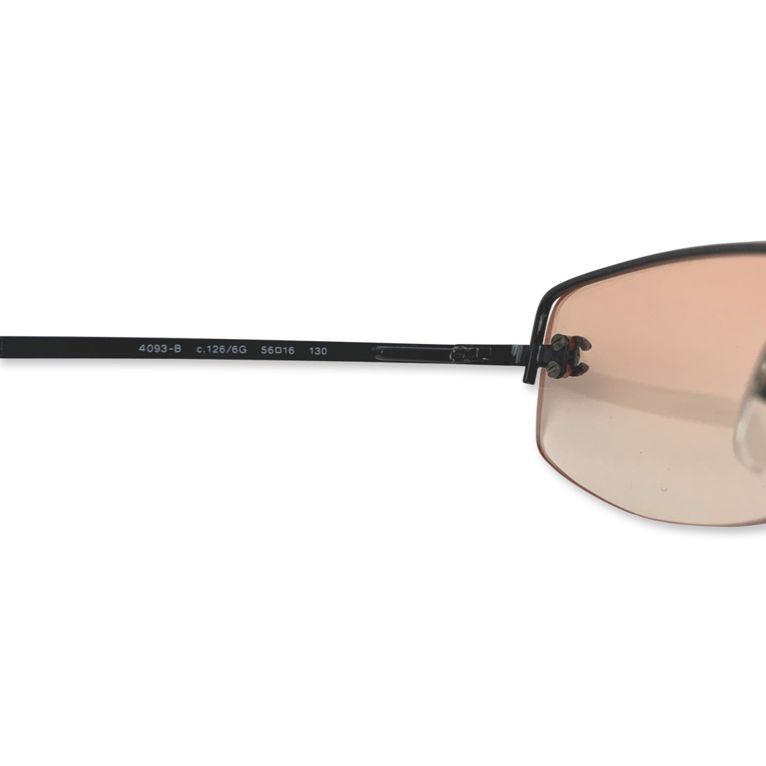 Chanel 4093-B Orange Rhinestone Rimless Sunglasses