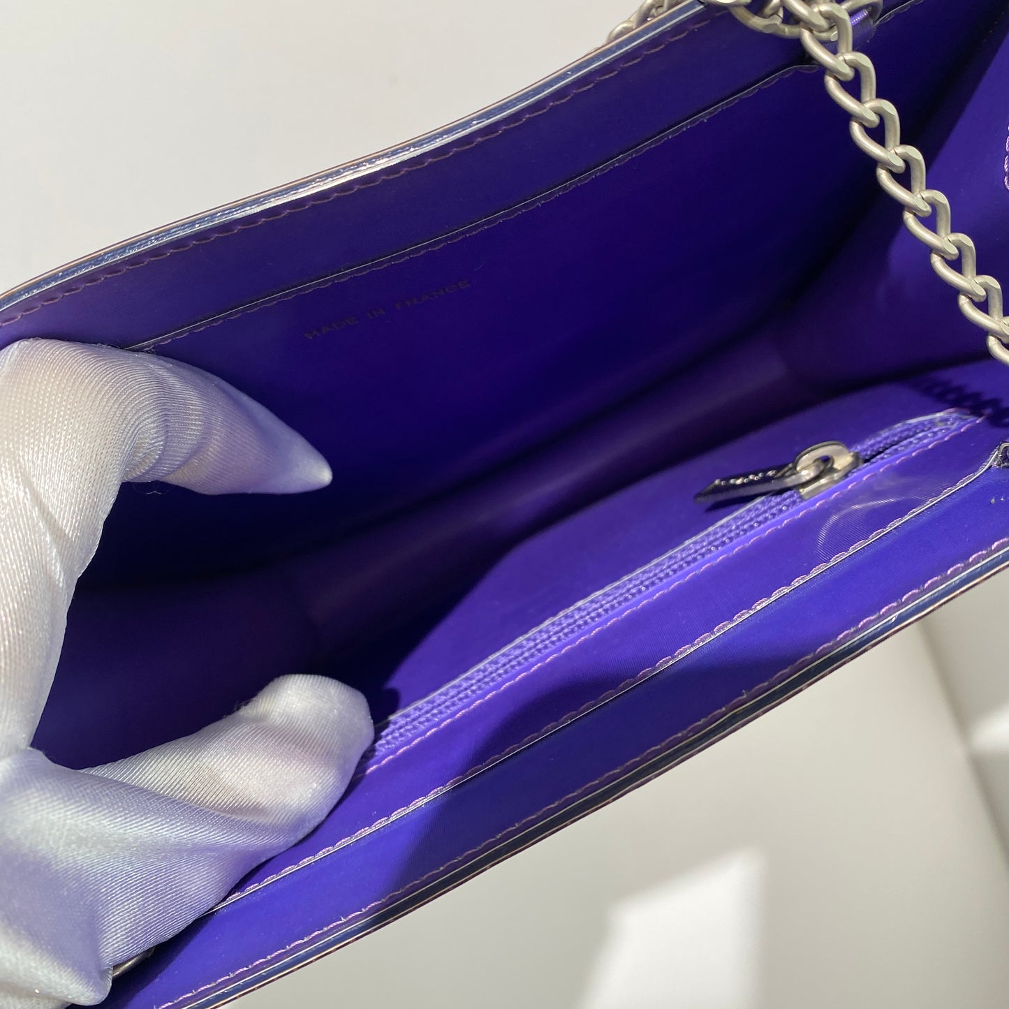 Chanel 2001 Purple Holographic CC Logo Chain Tote Bag