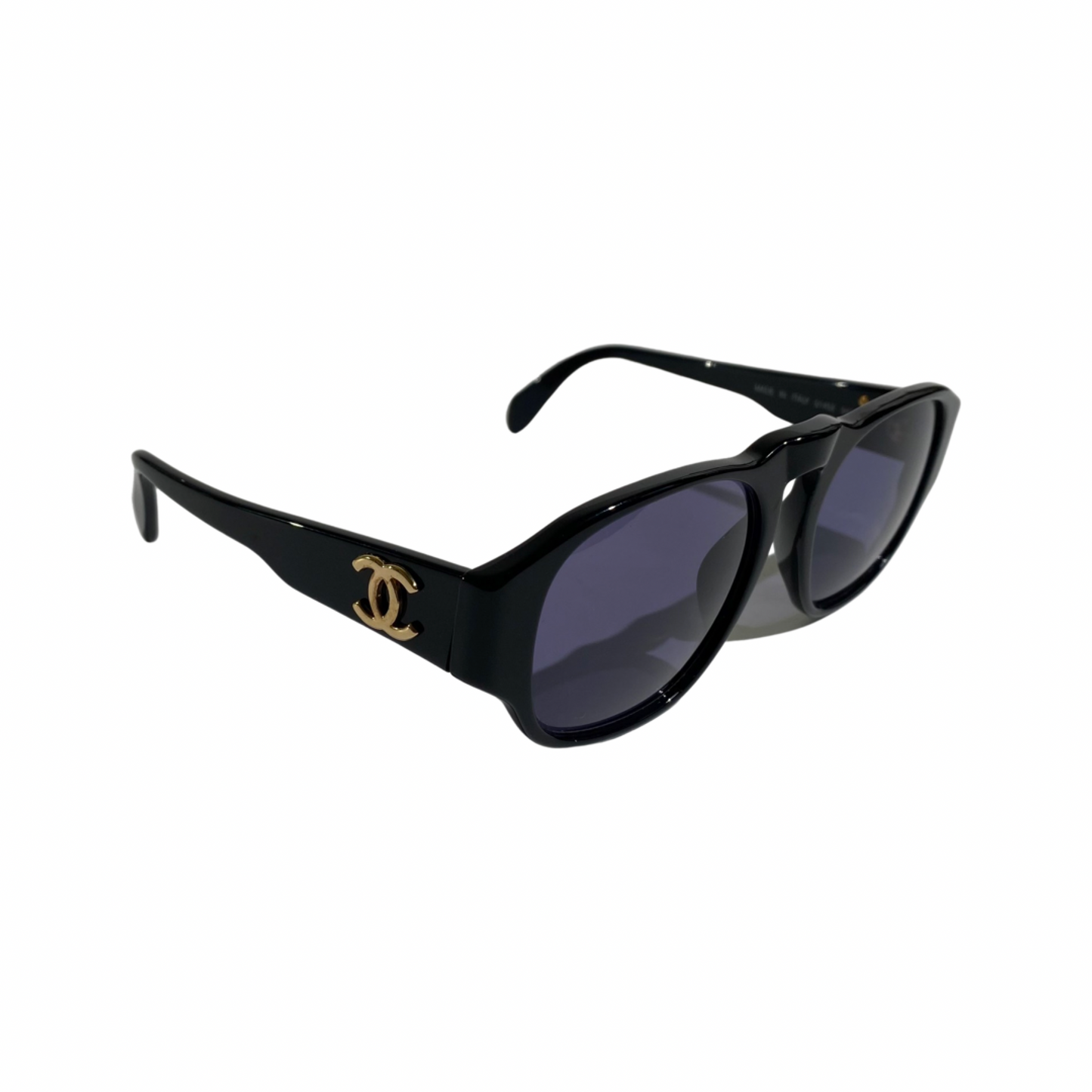 Chanel 90s Vintage CC Gold Mark 01452 Black Sunglasses