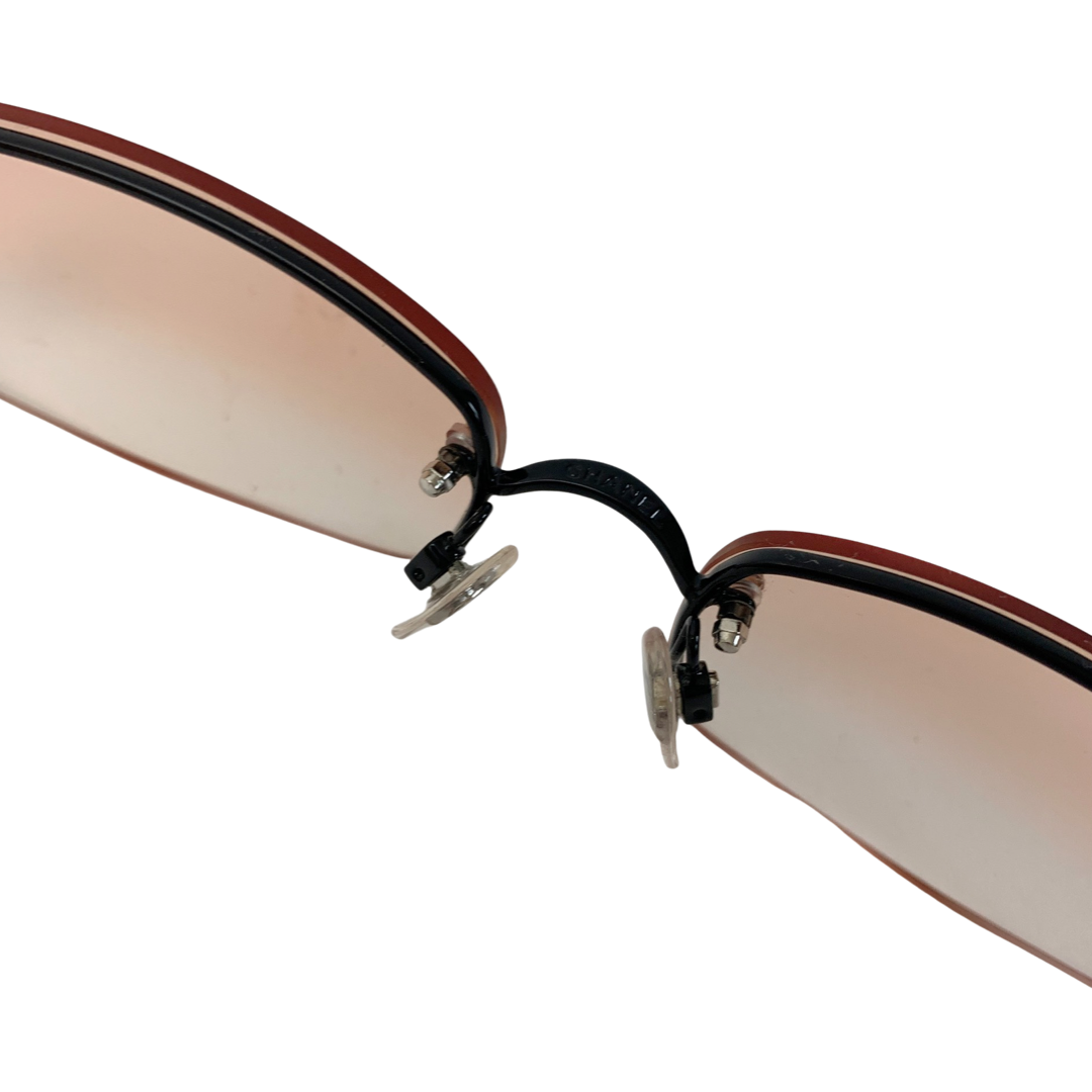 Chanel 4093-B Orange Rhinestone Rimless Sunglasses