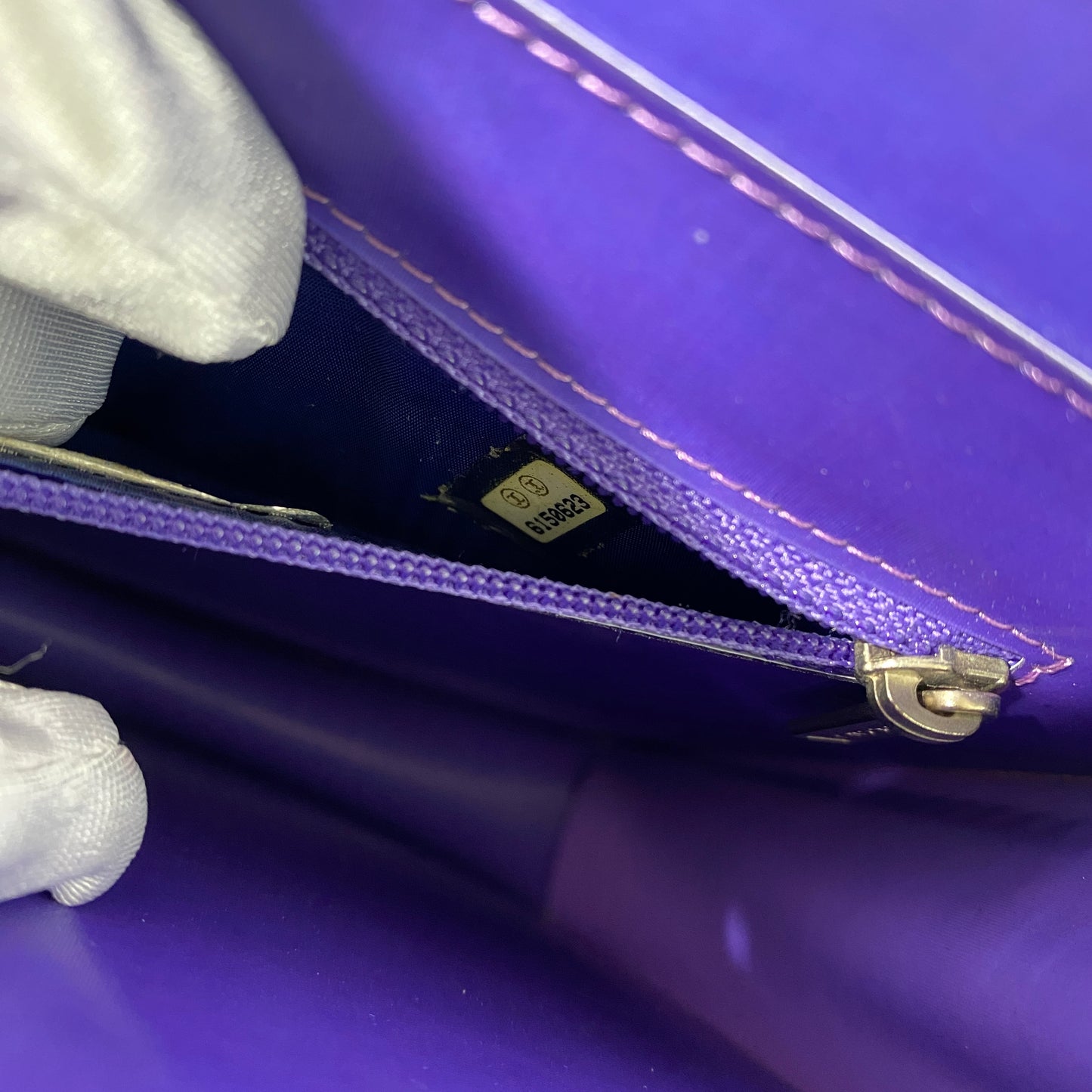 Chanel 2001 Purple Holographic CC Logo Chain Tote Bag