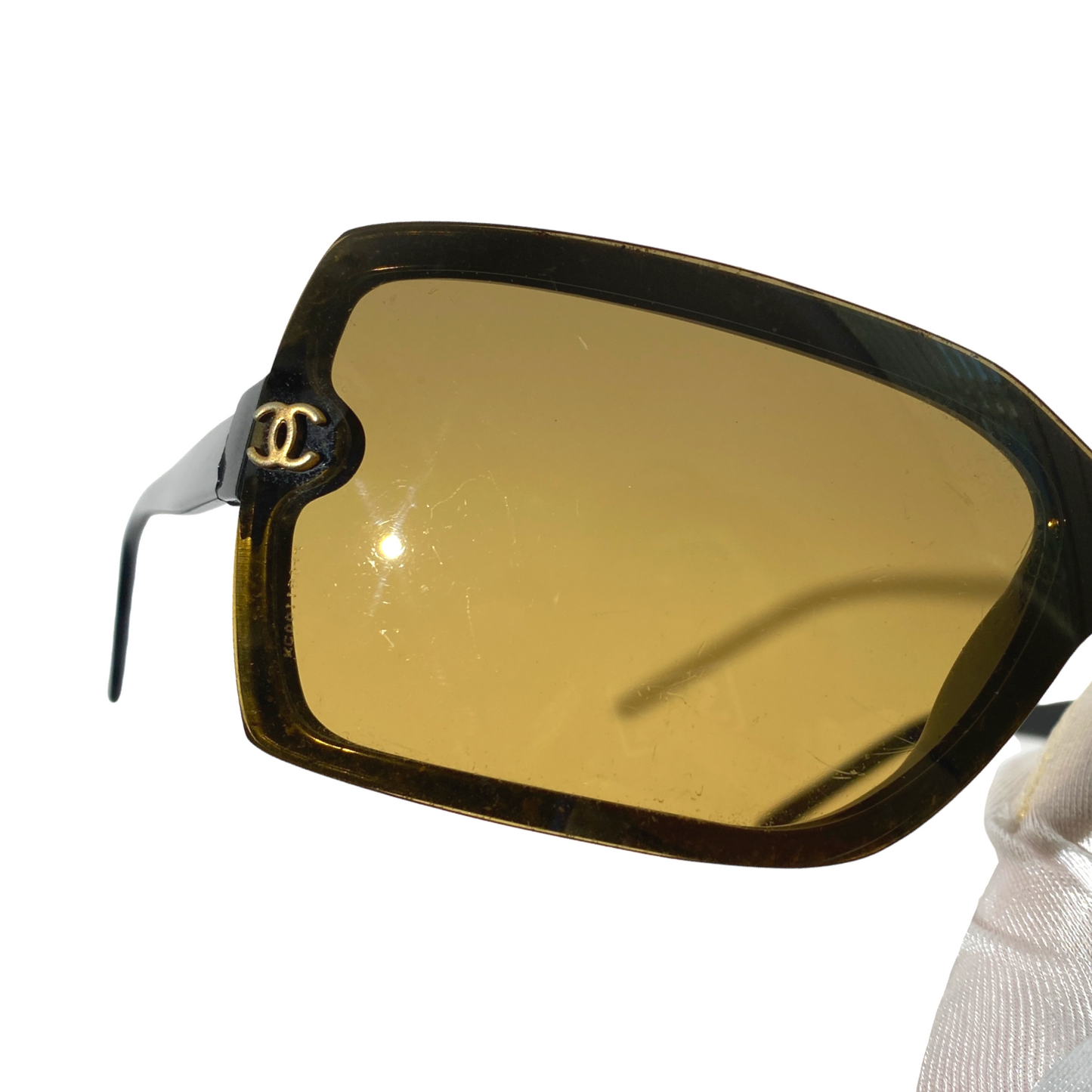 Chanel 2000s 5065 Oversized Yellow Black Sunglasses